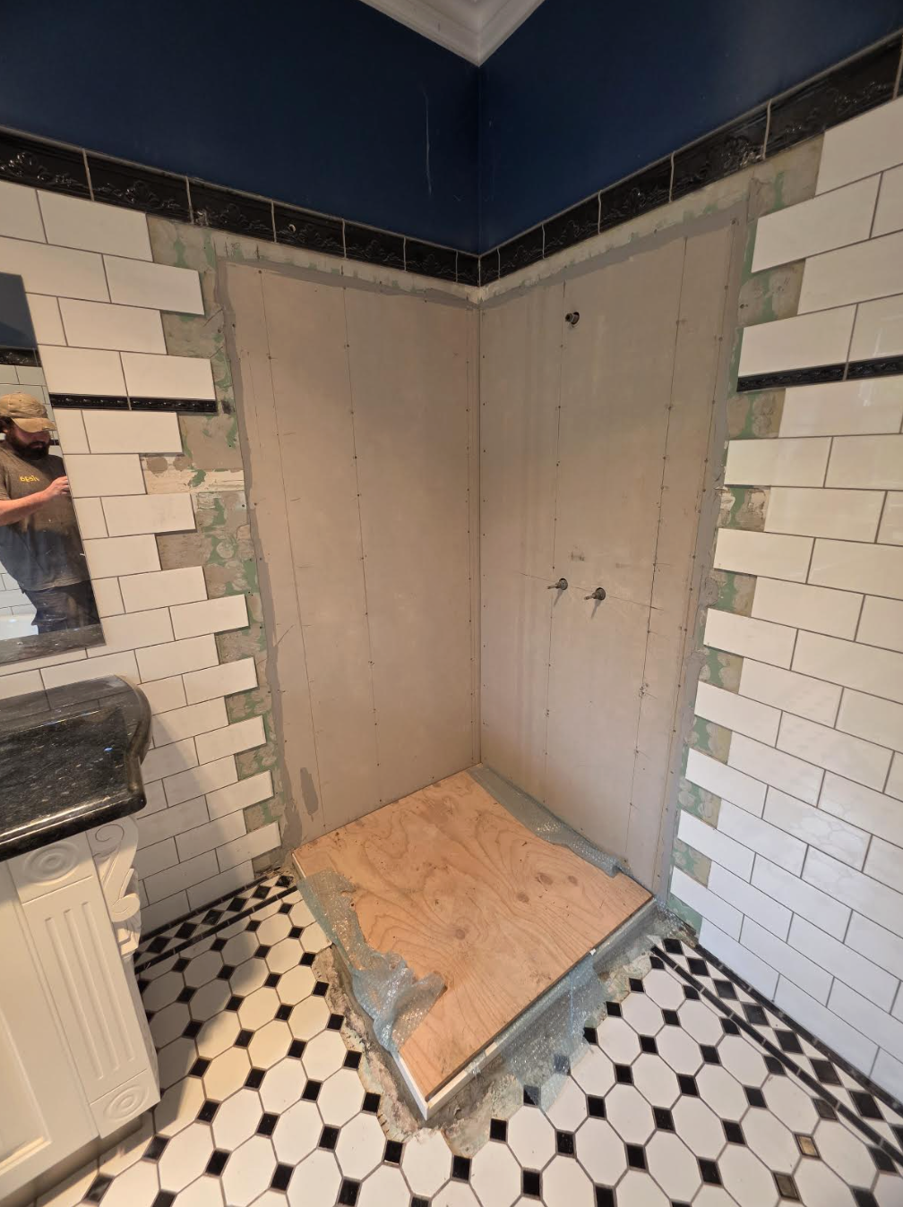 Subway tile bathroom in progress